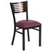 Flash Furniture XU-DG-6G5B-WAL-BURV-GG Restaurant Chair w/ Walnut Wood Back & Burgundy Vinyl Seat - Steel Frame, Black