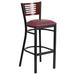 Flash Furniture XU-DG-6H1B-MAH-BAR-BURV-GG Hercules Commercial Bar Stool w/ Mahogany Wood Back & Burgundy Vinyl Seat, Black