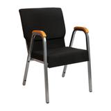 Flash Furniture XU-DG-60156-BK-GG Stacking Church Chair w/ Black Fabric Back & Seat - Steel Frame, Silver Vein