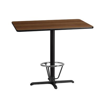 Flash Furniture XU-WALTB-3048-T2230B-3CFR-GG Rectangular Bar Height Table w/ Walnut Laminate Top - 48