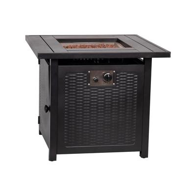 Flash Furniture YO-GYM80015-BK-GG 28 1/2" Square Gas Fire Pit Table - 50,000 BTU, Black, Liquid Propane, Gas Type: LP