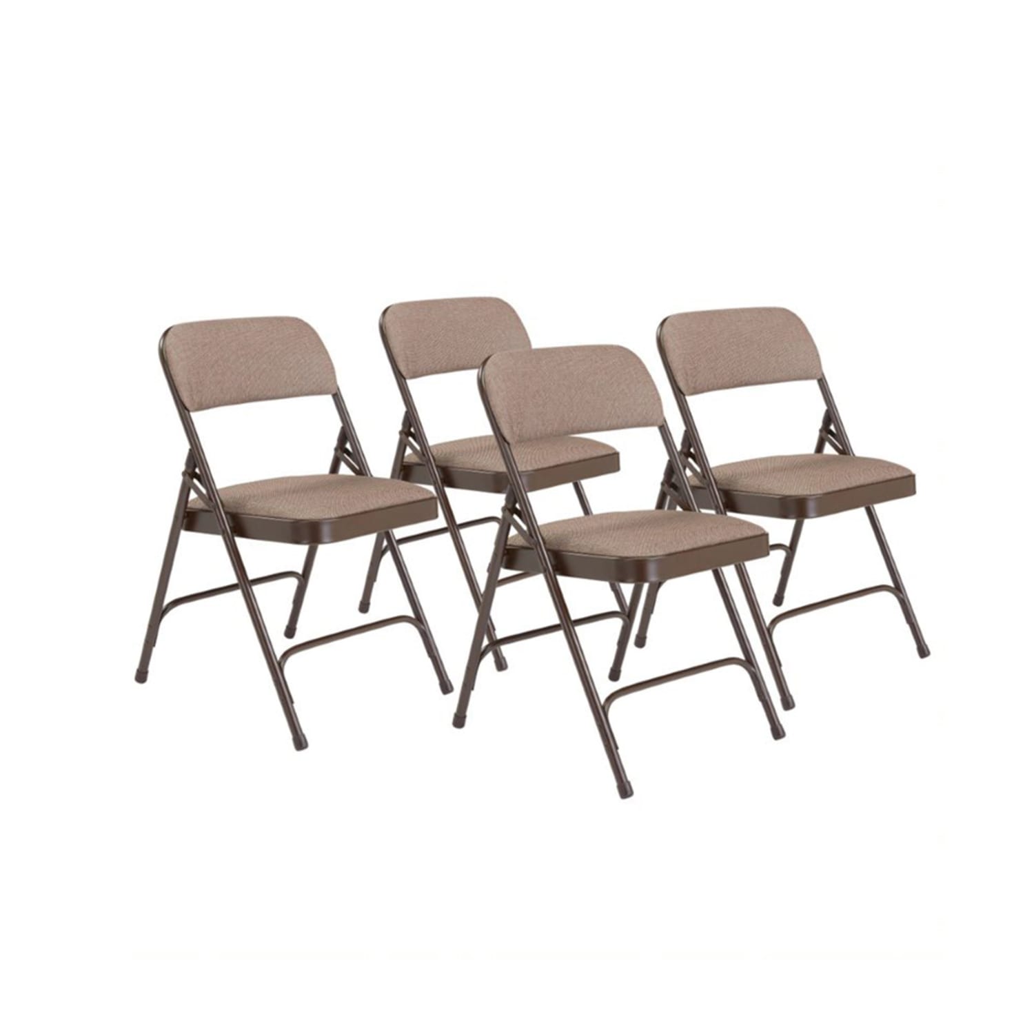 National Public Seating 2207 Folding Chair w/ Russet Walnut Fabric Back & Seat - Steel Frame, Brown, Green