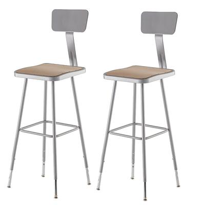 National Public Seating 6330HB Square Stool w/ Solid Back & Masonite Board Seat, Gray