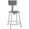 National Public Seating 6430B Round Stool w/ Gray Vinyl Padded Back & Gray Vinyl Padded Seat, Gray