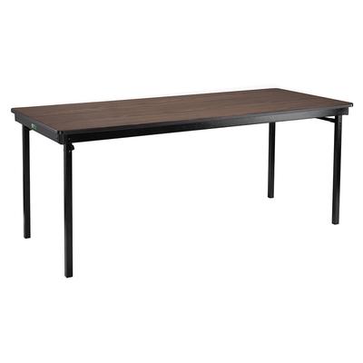 National Public Seating MSFT3672PWEBWT Folding Table w/ Montana Walnut Laminate Top & Black Steel Frame - 72"L x 36"W x 29"H