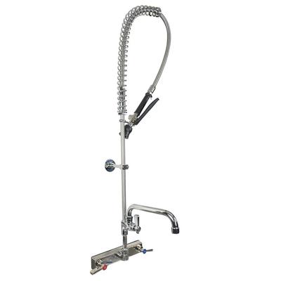 BK Resources EVO-8SMPR-AF12 Splash Mount Pre Rinse Assembly w/ 12" Swing Spout Faucet - 8" Centers, Stainless Steel