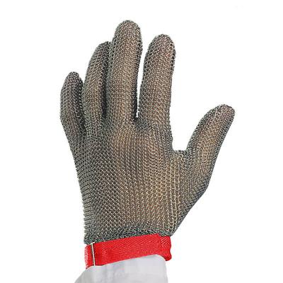 Victorinox - Swiss Army 7.9039.M Saf-T-Gard Medium Cut Resistant Glove - Stainless Steel, Red Wrist Band, Silver