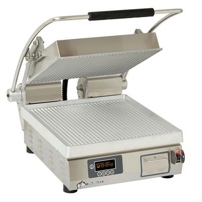 Star PGT14E Pro-Max 2.0 Single Commercial Panini Press w/ Aluminum Grooved Plates, 120v, Stainless Steel