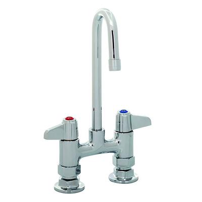 T&S 5F-4DLX03 Deck Mount Faucet - 3" Gooseneck Spout, 4" Centers