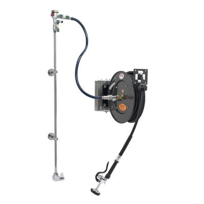 T&S 5HR-232-01WE2 Single Temperature Open Hose Reel Assembly w/ 35 ft Hose & Mixing Faucet, 1/2" Female Inlet, Black