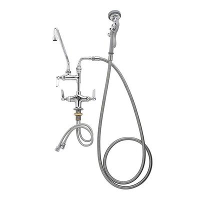 T&S B-0176 12"H Deck Mount Pre Rinse Faucet - 1.15 GPM, Base with Nozzle, Stainless Steel