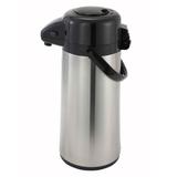 Winco AP-535 3 Liter Push Button Airpot, Glass Liner, Silver