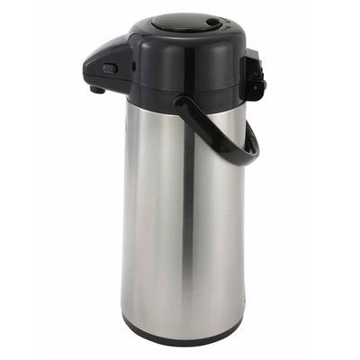 Winco AP-535 3 Liter Push Button Airpot, Glass Liner, Silver