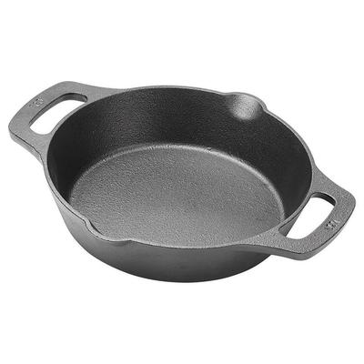 Winco CASD-8 8" Round Induction Skillet w/ Dual Loop Handles - Pre Seasoned Cast Iron, Black