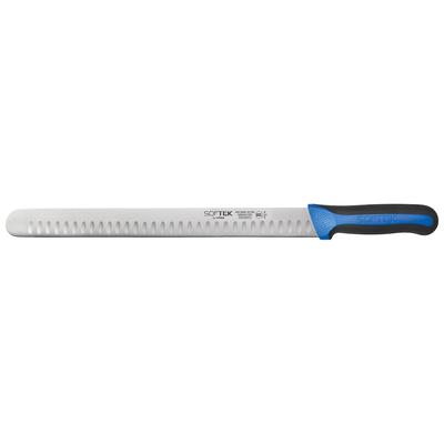 Winco KSTK-140 14" Slicer Knife w/ High Carbon Steel Blade & Black/Blue TPR Handle