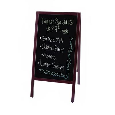 Winco MBAF-3 Sidewalk Marker Board Set w/ 4 Markers & 4 Eraser, Mahogany Finish, Brown