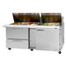 Turbo Air PST-72-30-D2R-N PRO Series 72 5/8" Sandwich/Salad Prep Table w/ Refrigerated Base, 115v, Two-Section, Stainless Steel