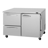 Turbo Air PUR-48-D2R(L)-N 48 1/4" W Undercounter Refrigerator w/ (2) Sections & (1) Door & (2) Drawers, 115v, Stainless Steel