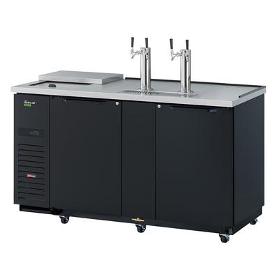 Turbo Air TCB-3SBD-N6 69 1/8" Kegerator Commercial Beer Dispenser w/ (3) 1/2 Barrel Capacity - 3 Columns, Black, 115v