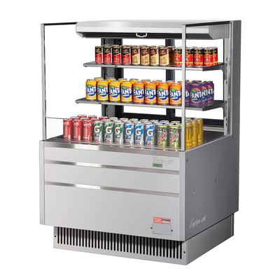 Turbo Air TOM-36L-UFD-S-3S-N 34 3/4" Horizontal Open Air Cooler w/ (3) Levels, 115v, Low Profile, 11.1 cu. ft. Capacity, Silver