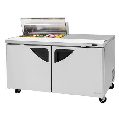 Turbo Air TST-60SD-08S-N-CL 60 1/4" Super Deluxe Sandwich/Salad Prep Table w/ Refrigerated Base, 115v, Clear Lid, 8 Pan Capacity, Stainless Steel