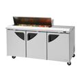 Turbo Air TST-72SD-12S-N Super Deluxe 72 5/8" Sandwich/Salad Prep Table w/ Refrigerated Base, 115v, 3 Sections, Stainless Steel Top