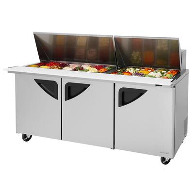 Turbo Air TST-72SD-30-N-DS 72 5/8" Super Deluxe Mega Top Dual Sided Sandwich/Salad Prep Table w/ Refrigerated Base, 115v, Stainless Steel