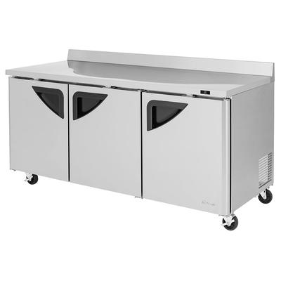 Turbo Air TWR-72SD-N 72 5/8" Worktop Refrigerator w/ 3 Sections & 3 Doors, 115v, Silver