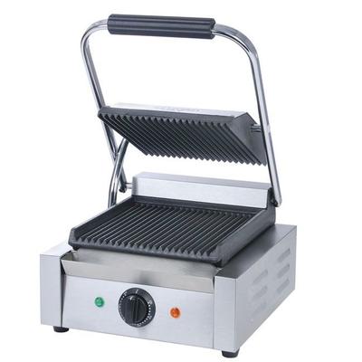 Adcraft SG-811 Single Commercial Panini Press w/ Cast Iron Grooved Plates, 120v, Countertop, Stainless Steel