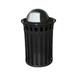 Witt M3601-DT-BK 36 Gallon Outdoor Flat Bar Trash Can w/ Dome Top Lid, Black