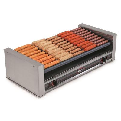 Nemco 8027-SLT-220 27 Hot Dog Roller Grill - Slanted Top, 220v, Stainless Steel