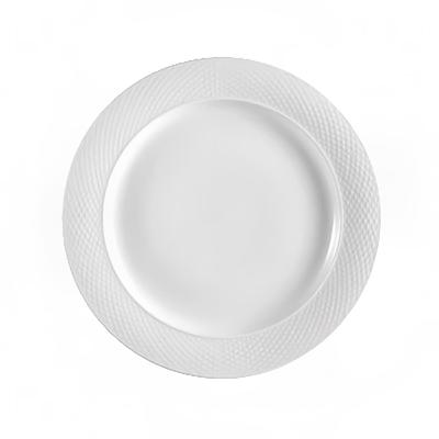 CAC BST6 6 1/2" Round Boston Bread Plate - Embossed Porcelain, Super White