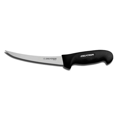 Dexter Russell SG131-6B-PCP 6" Narrow Stiff Boning Knife w/ Soft Black Rubber Handle, Carbon Steel, 6" Narrow Curved Blade