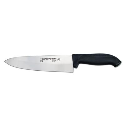 Dexter Russell S360-8PCP 8" Stamped Chef's Knife w/ Straight Edge, Carbon Steel, Black
