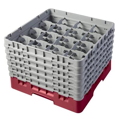 Cambro 16S1114416 Camrack Glass Rack w/ (16) Compartments - (6) Gray Extenders, Cranberry, 6 Extenders, Red