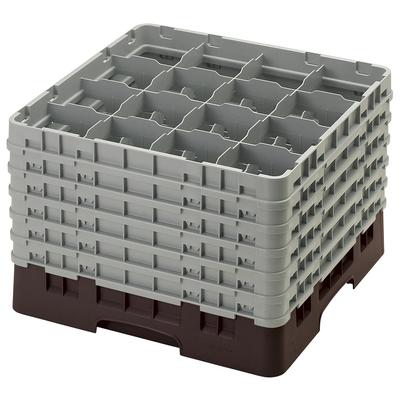 Cambro 16S1214167 Camrack Glass Rack w/ (16) Compartments - (6) Gray Extenders, Brown, 6 Extenders