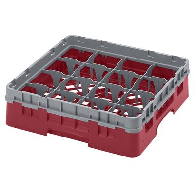 Cambro 16S318416 Camrack Glass Rack w/ (16) Compartments - (1) Gray Extender, Cranberry, Full Size, Polypropylene, Red