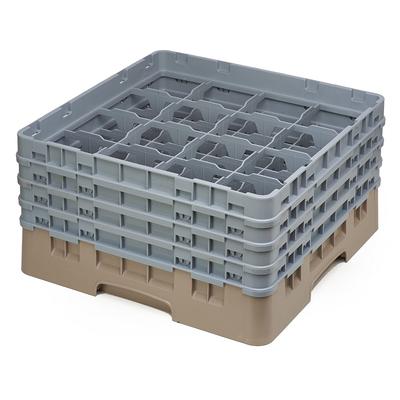 Cambro 16S800184 Camrack Glass Rack w/ (16) Compartments - (4) Gray Extenders, Beige, 16 Compartments