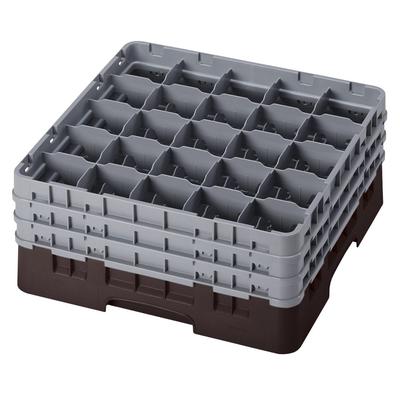 Cambro 25S738167 Camrack Glass Rack w/ (25) Compartments - (3) Gray Extenders, Brown, Brown Base, 3 Soft Gray Extenders