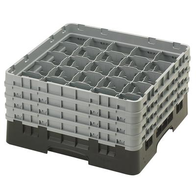Cambro 25S800110 Camrack Glass Rack w/ (25) Compartments - (4) Extenders, Black, 4 Gray Extenders