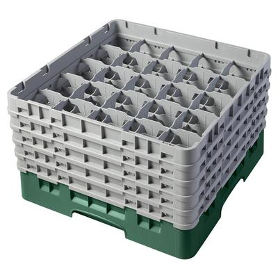 Cambro 25S958119 Camrack Glass Rack w/ (25) Compartments - (5) Gray Extenders, Sherwood Green, 25 Compartments