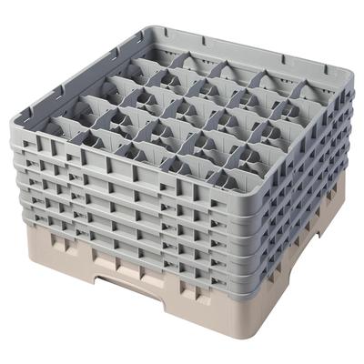Cambro 25S958184 Camrack Glass Rack w/ (25) Compartments - (5) Gray Extenders, Beige, 25 Compartments