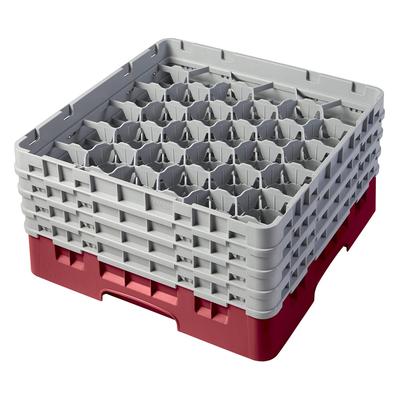 Cambro 30S800416 Camrack Glass Rack w/ (30) Compartments - (4) Gray Extenders, Cranberry, Cranberry Red Base, 4 Soft Gray Extenders