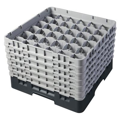 Cambro 36S1114110 Camrack Glass Rack w/ (36) Compartments - (6) Gray Extenders, Black, Black Base, 6 Soft Gray Extenders