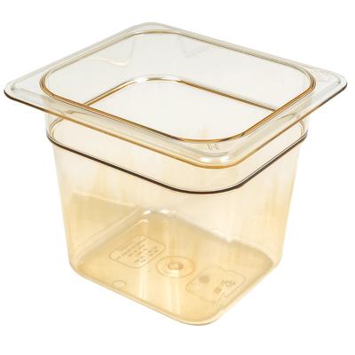 Cambro 66HP150 6"D Sixth Size High Temp Food Pan - Non-Stick, 1/6 Size, Amber