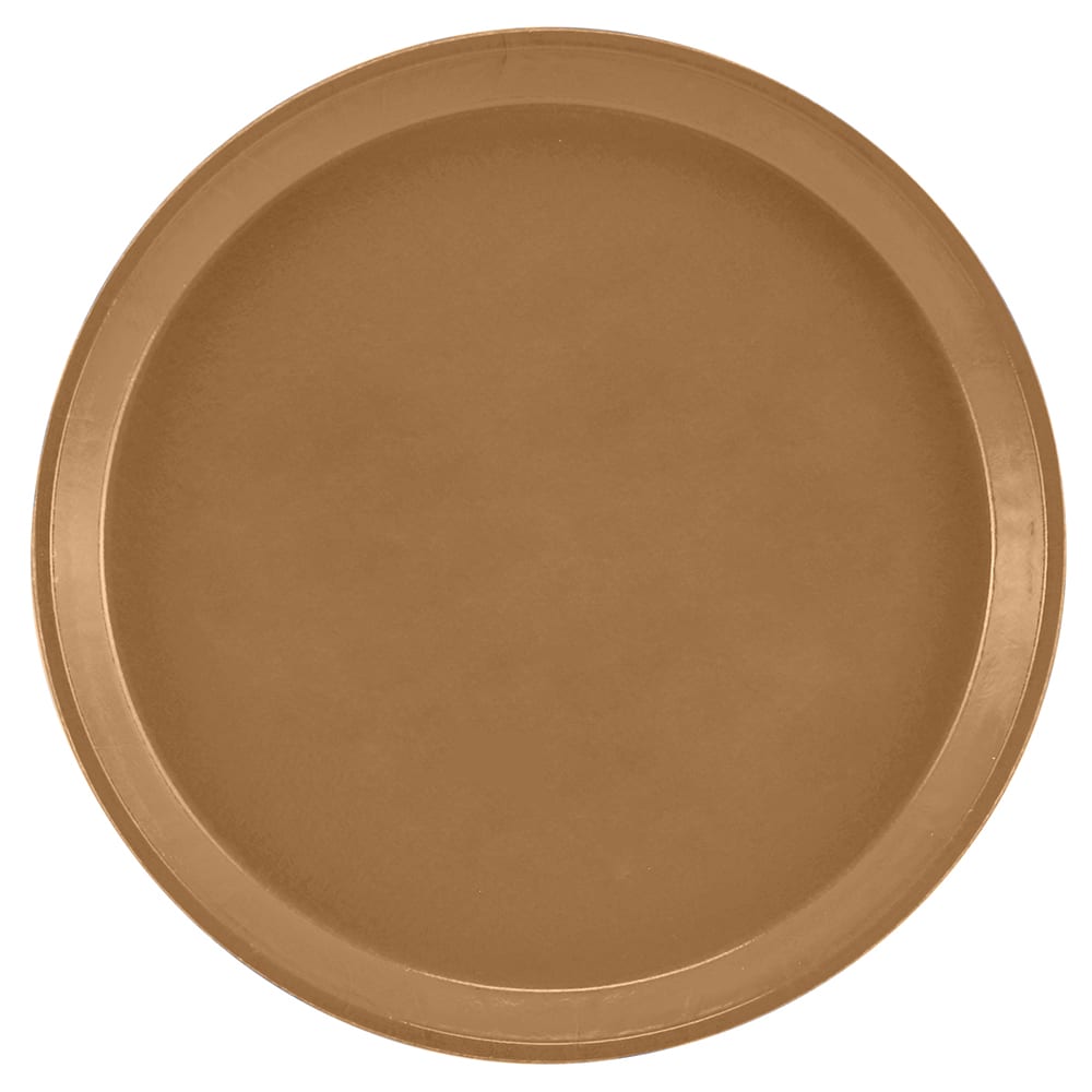 Cambro 900508 9" Round Serving Camtray - Fiberglass, Suede Brown, Case of 12