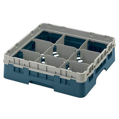 Cambro 9S318414 Camrack Glass Rack w/ (9) Compartments - (1) Gray Extender, Teal, Full Size, Blue