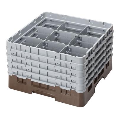 Cambro 9S958167 Camrack Glass Rack w/ (9) Compartments - (5) Gray Extenders, Brown, 5 Soft Gray Extenders