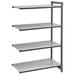 Cambro CBA184884S4580 Camshelving Basics Solid Add-On Shelf Kit - 4 Shelves, 48"L x 18"W x 84"H, Gray