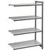 Cambro CBA186064S4580 Camshelving Basics Solid Add-On Shelf Kit - 4 Shelves, 60"L x 18"W x 64"H, 4 Tiers